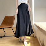 Silk Satin 2026 Spring And Summer New Women's High-Rise Half-Dress Fashion A-Saki Mid-Length Loose Waist Skirt