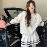 College Wind Blowing Street Sports Suit Skirt Women Spring And Autumn Casual Fashion Cut Sweet Hot Girls Two-Set