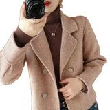 Double-Sided Coat Woman Spring Autumn New Short Coat Small Long-Sleeved Suit Trendy Fur Coat