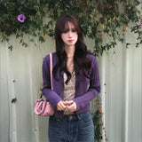 Pure Lust Temperament Thin Knitted Cardigan Girl Autumn Slim Coat Top Babes Broken Flowers Hanging Two Sets