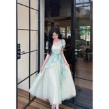 2026 New Super Fairy Temperament Female French High-Grade Dizzy Printing Splicing Mesh Screen To Collect Two Dresses