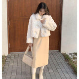 2025 New Imitation Fur Horned Fur Buckle Fur One Short Coat Women Autumn And Winter Cotton Loose Plush