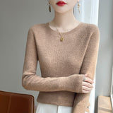 A Line Of Ready-On-Coat Wool Blended 2026 Autumn And Winter New Women's Short Loose Round Collar Solid Color With The Bottom Knitting Shirt
