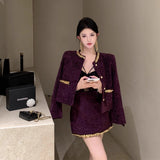 Famous Temperament Small Fragrant Suit Rich Man's Golden Feeling Hepburn Black Light Luxury High-End Coat Half-Dress Dress A Complete Set