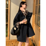 2026 Autumn New Lattice Small Wind Coat Female Loose Thin British Wind Coat