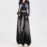 Black Wide-Legged Jeans Women's Winter 2025 Trend New High Street Small Work Clothes Loose Straight Pants