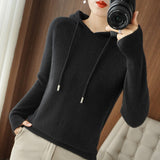 Wool Blended 2026 Autumn And Winter New Women's Loose Hoodie Hoodie Solid Color Short-Case Sweater Knitted Hoodie