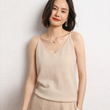 Cashmere 2026 Autumn And Winter Women's New Short-Term Body V-Neck Solid Color Hooded Bottom Sweater Knitted Sling Vest