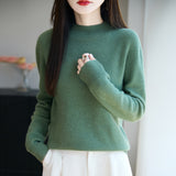 Line Ready-Upled Wool Blending 2026 Autumn And Winter New Women's Short Dress Half High-Neck Solid Color Bottom Top Knitting Shirt