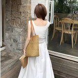 2026 Net Red Han Tling Rope Tie Vest Dress Woman Slim High Waist Temperament Solid Color Dress