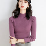 Fine-Woven Wool 2026 Autumn And Winter New Lady Body Half-High-Neck Solid Color Jersey Sweater