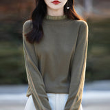 Fine-Woven Wool 2026 Autumn And Winter New Women's Short Loose Lace Lace Lace Hollow Bottom Jersey Sweater