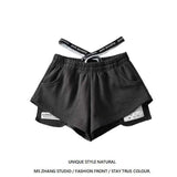 High-Rise Shorts Women Summer Hot Girls Tight Waist Label Loose Broad Legs Leisure Hot Pants Tide